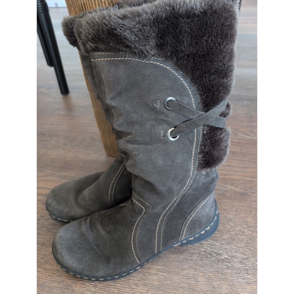 Baretraps Eventure brown boots tall suede Boho faux fur women's 7 - Picture 3 of 16